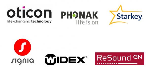 We work with the following hearing aid brands