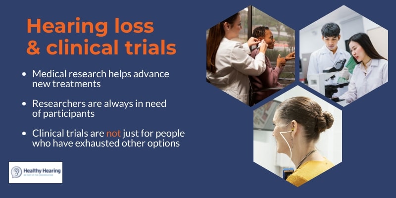 Infographic explaining why clinical trials for hearing loss are important