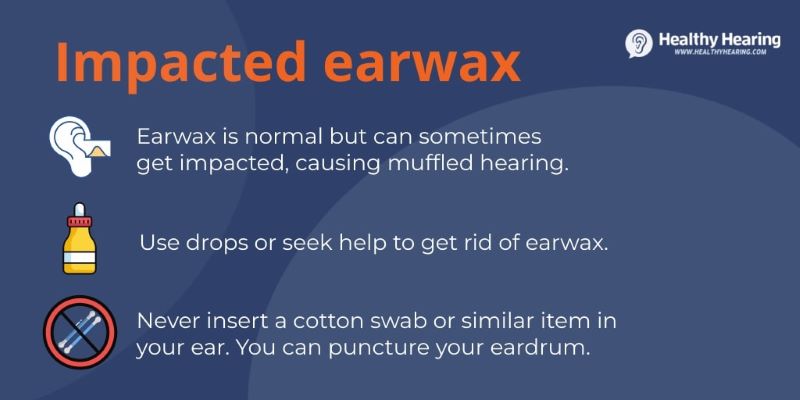 Infographic with tips for impacted earwax. 