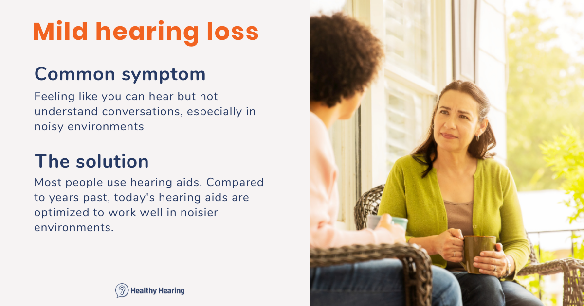 Illustration on main symptom and treatment for mild hearing loss
